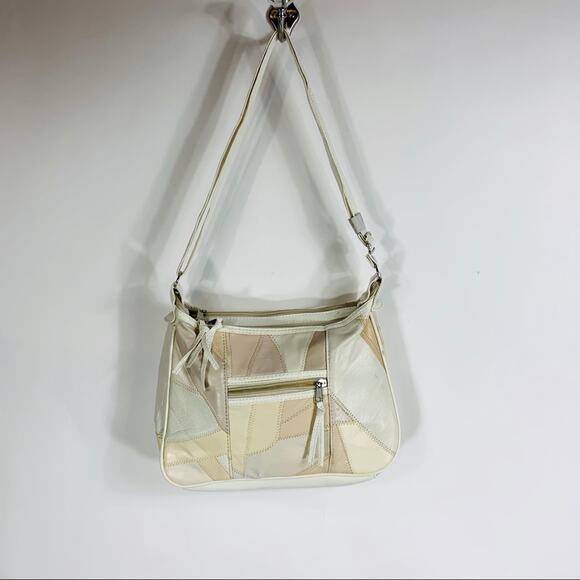 Cream White Patchwork Shoulder Bag New Old Stock - Picture 1 of 4